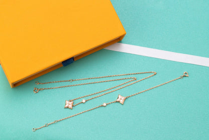 [Novalux]STAR PINK MOP 1 DIAMOND ROSE GOLD NECKLACE
