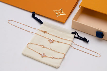 [Novalux]STAR PINK MOP 1 DIAMOND ROSE GOLD NECKLACE