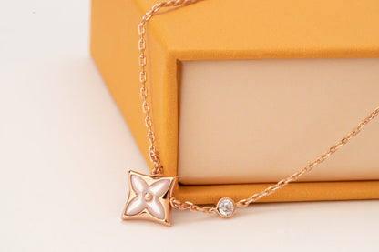 [Novalux]STAR PINK MOP 1 DIAMOND ROSE GOLD NECKLACE