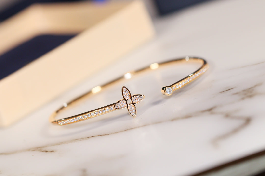 [Novalux]IDYLLE GOLD OPEN BRACELET DIAMOND PAVED