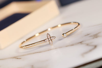 [Novalux]IDYLLE GOLD OPEN BRACELET DIAMOND PAVED