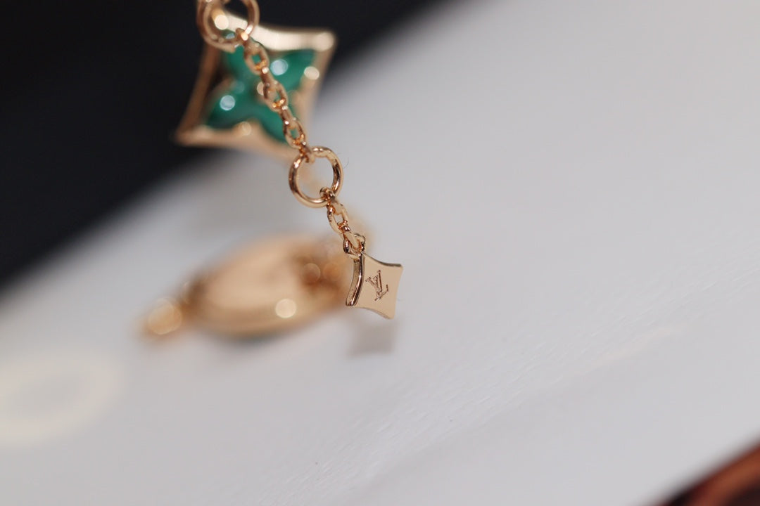 [Novalux]STAR AND SUN 4 MOTIF ROSE GOLD MALACHITE BRACELET