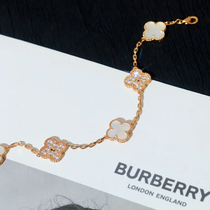 [Novalux]LUCKY CLOVER 5-MOTIF BRACELET - WHITE MOTHER-OF-PEARL COLLECTION