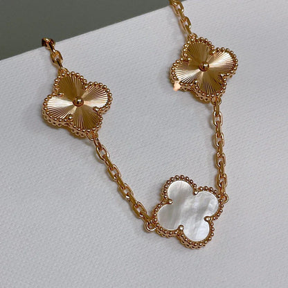 [Novalux]LUCKY CLOVER 5-MOTIF BRACELET - WHITE MOTHER-OF-PEARL COLLECTION