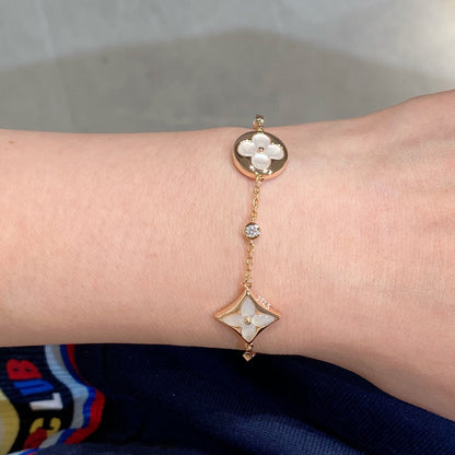 [Novalux]STAR AND SUN 4 MOTIF WHITE MOP ROSE GOLD BRACELET