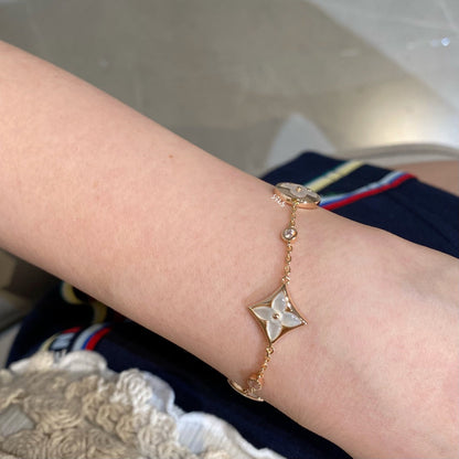 [Novalux]STAR AND SUN 4 MOTIF WHITE MOP ROSE GOLD BRACELET