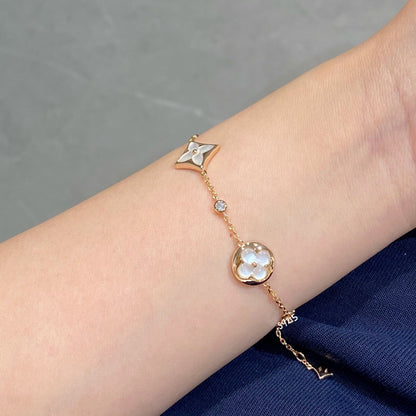 [Novalux]STAR AND SUN 4 MOTIF WHITE MOP ROSE GOLD BRACELET