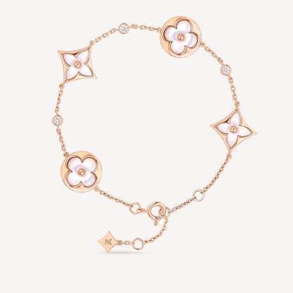 [Novalux]STAR AND SUN 4 MOTIF WHITE MOP ROSE GOLD BRACELET