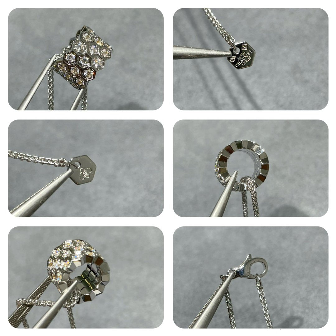 [Novalux]BEE LOVE DIAMOND PAVED 3 ROW NECKLACE