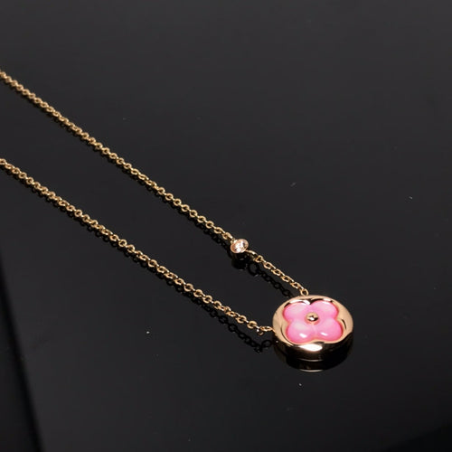 [Novalux]COLOR BLOSSOM PINK MOP SUN GOLD NECKLACE