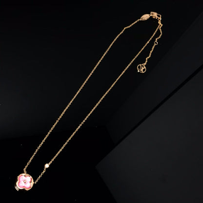 [Novalux]COLOR BLOSSOM PINK MOP SUN GOLD NECKLACE