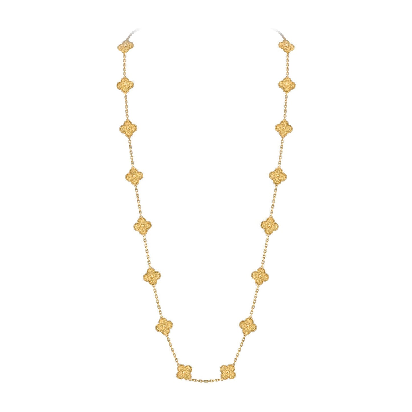 [Novalux]CLASSIC 20-MOTIF LUCKY CLOVER LONG NECKLACE GOLD COLLECTION