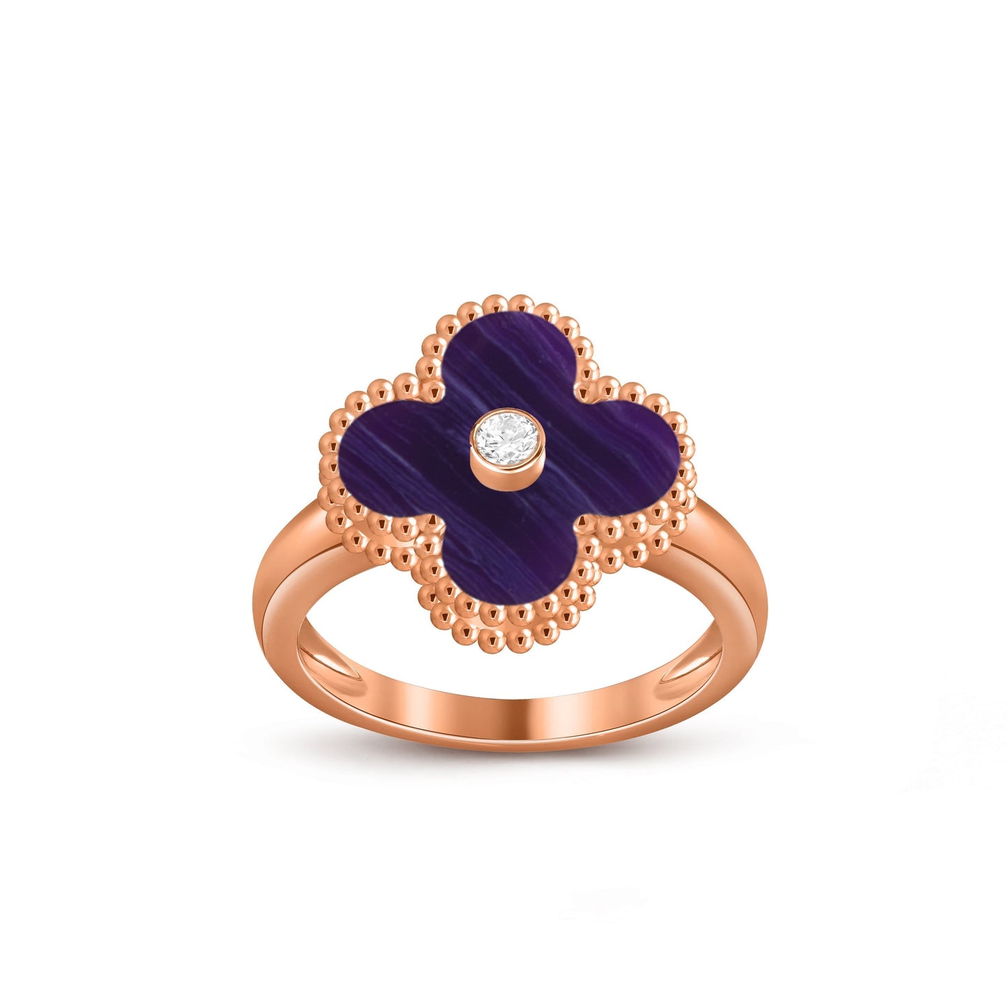 [Novalux]LUCKY CLOVER DIAMOND-ACCENT ROSE GOLD RING COLLECTION
