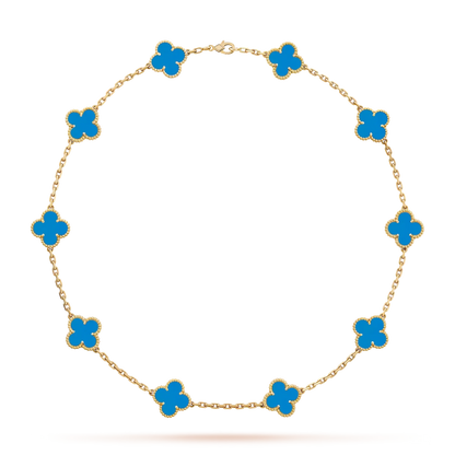 [Novalux]CLASSIC LUCKY 10-MOTIF CLOVER NECKLACE GOLD COLLECTION