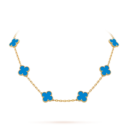 [Novalux]CLASSIC LUCKY 10-MOTIF CLOVER NECKLACE GOLD COLLECTION