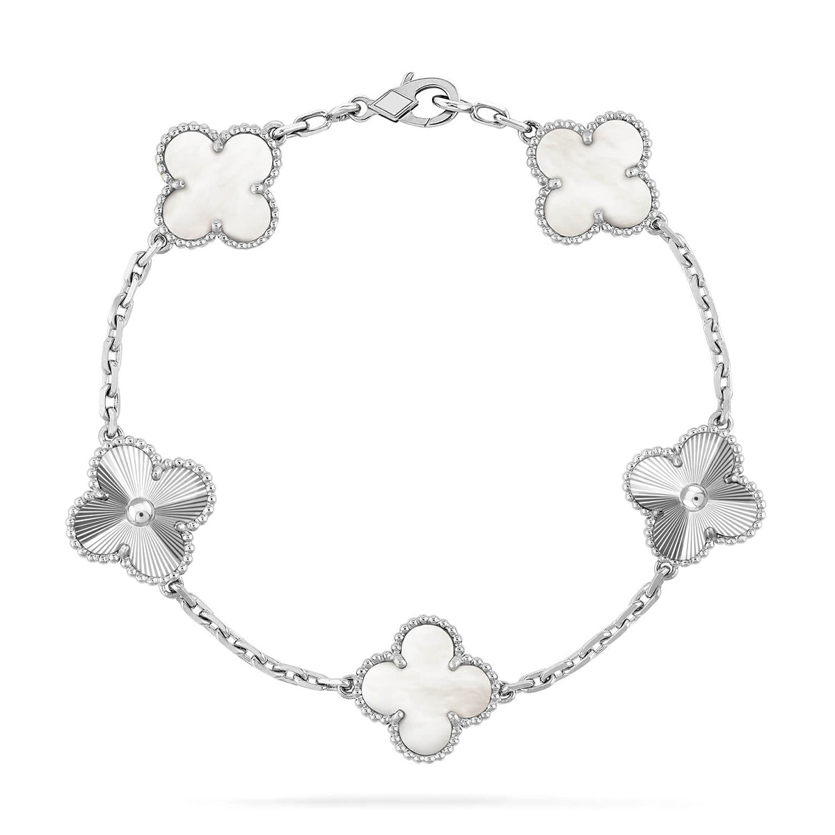 [Novalux]LUCKY CLOVER 5-MOTIF BRACELET - WHITE MOTHER-OF-PEARL COLLECTION