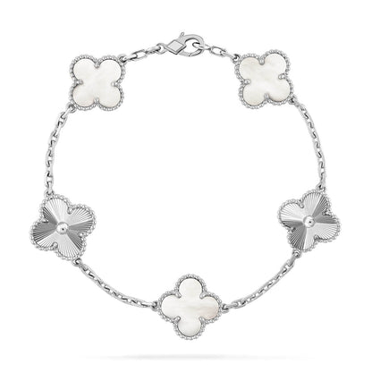 [Novalux]LUCKY CLOVER 5-MOTIF BRACELET - WHITE MOTHER-OF-PEARL COLLECTION