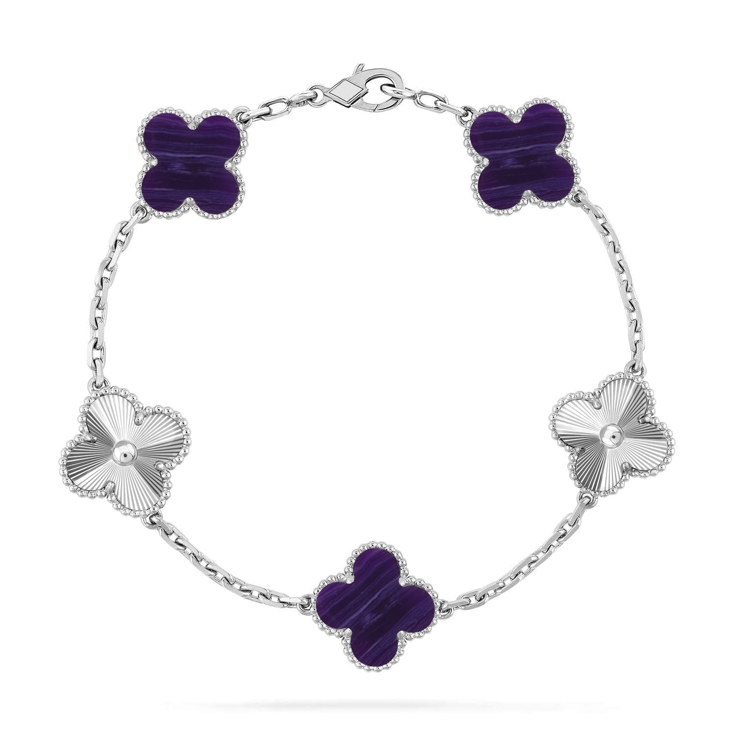 [Novalux]LUCKY CLOVER 5-MOTIF BRACELET - CHAROITE COLLECTION