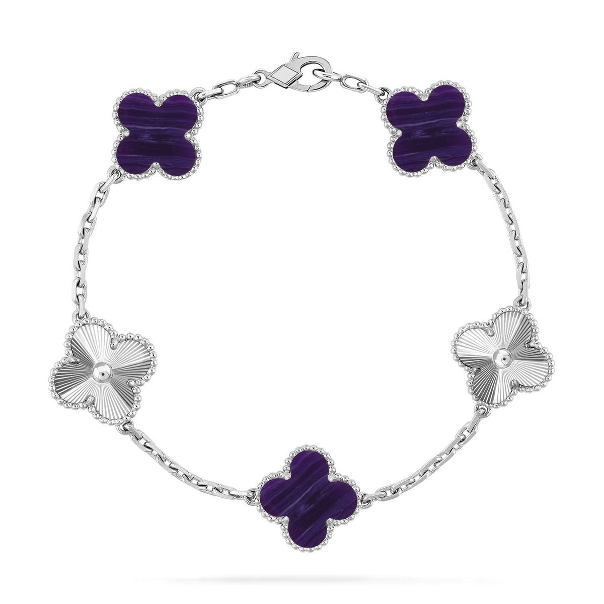 [Novalux]LUCKY CLOVER 5-MOTIF BRACELET - CHAROITE COLLECTION