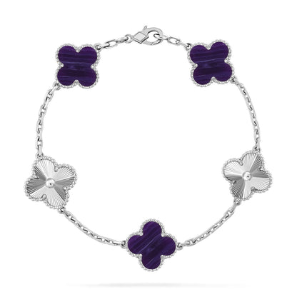 [Novalux]LUCKY CLOVER 5-MOTIF BRACELET - CHAROITE COLLECTION