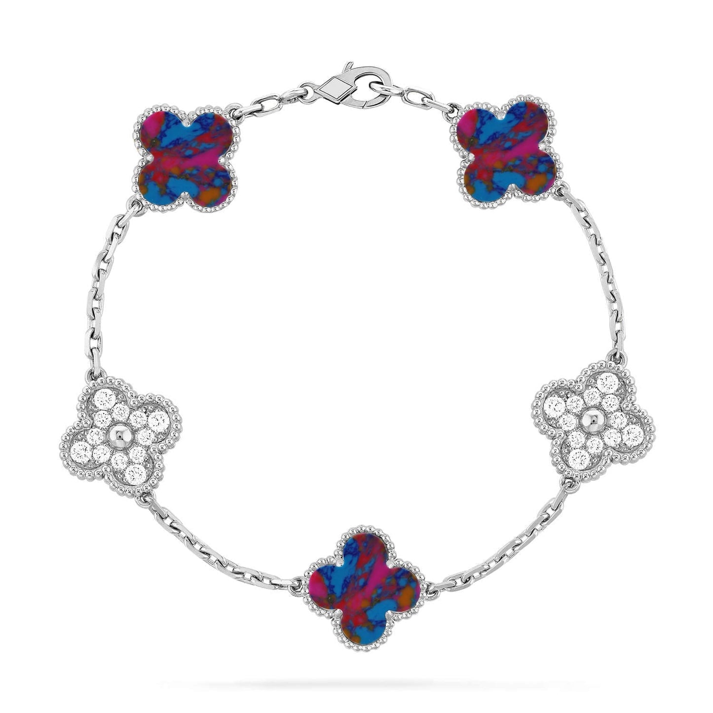 [Novalux]LUCKY CLOVER 5-MOTIF BRACELET - MULTI-GEM COLLECTION