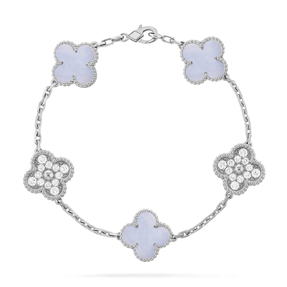 [Novalux]LUCKY CLOVER 5-MOTIF BRACELET - PURPLE CHALCEDONY COLLECTION