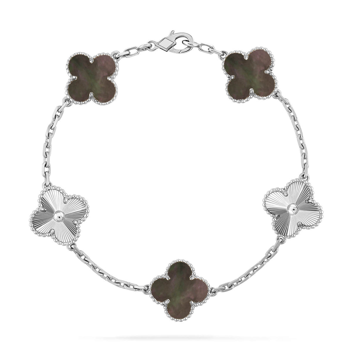 [Novalux]LUCKY CLOVER 5-MOTIF BRACELET - GREY MOTHER-OF-PEARL COLLECTION
