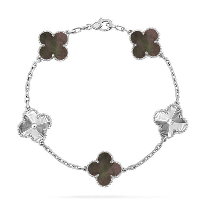 [Novalux]LUCKY CLOVER 5-MOTIF BRACELET - GREY MOTHER-OF-PEARL COLLECTION