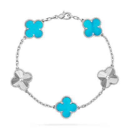 [Novalux]LUCKY CLOVER 5-MOTIF BRACELET - TURQUOISE COLLECTION
