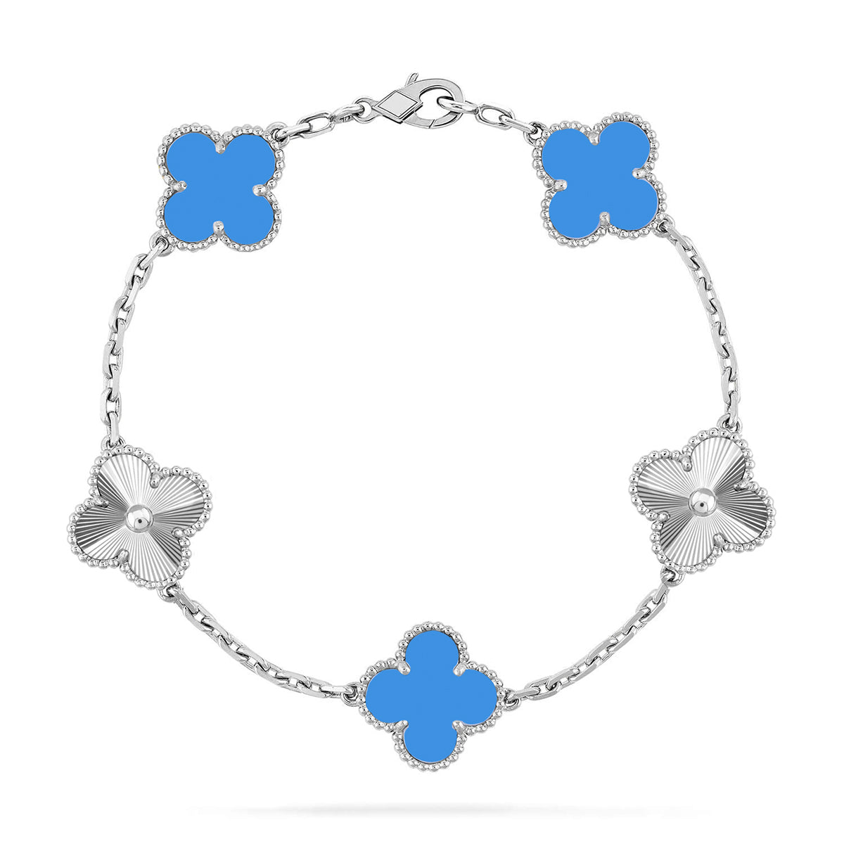 [Novalux]LUCKY CLOVER 5-MOTIF BRACELET - BLUE AGATE COLLECTION