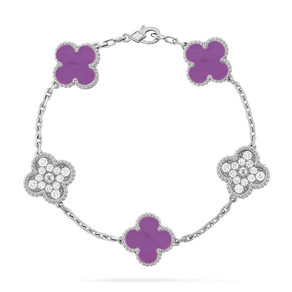 [Novalux]LUCKY CLOVER 5-MOTIF BRACELET - VIOLET COLLECTION