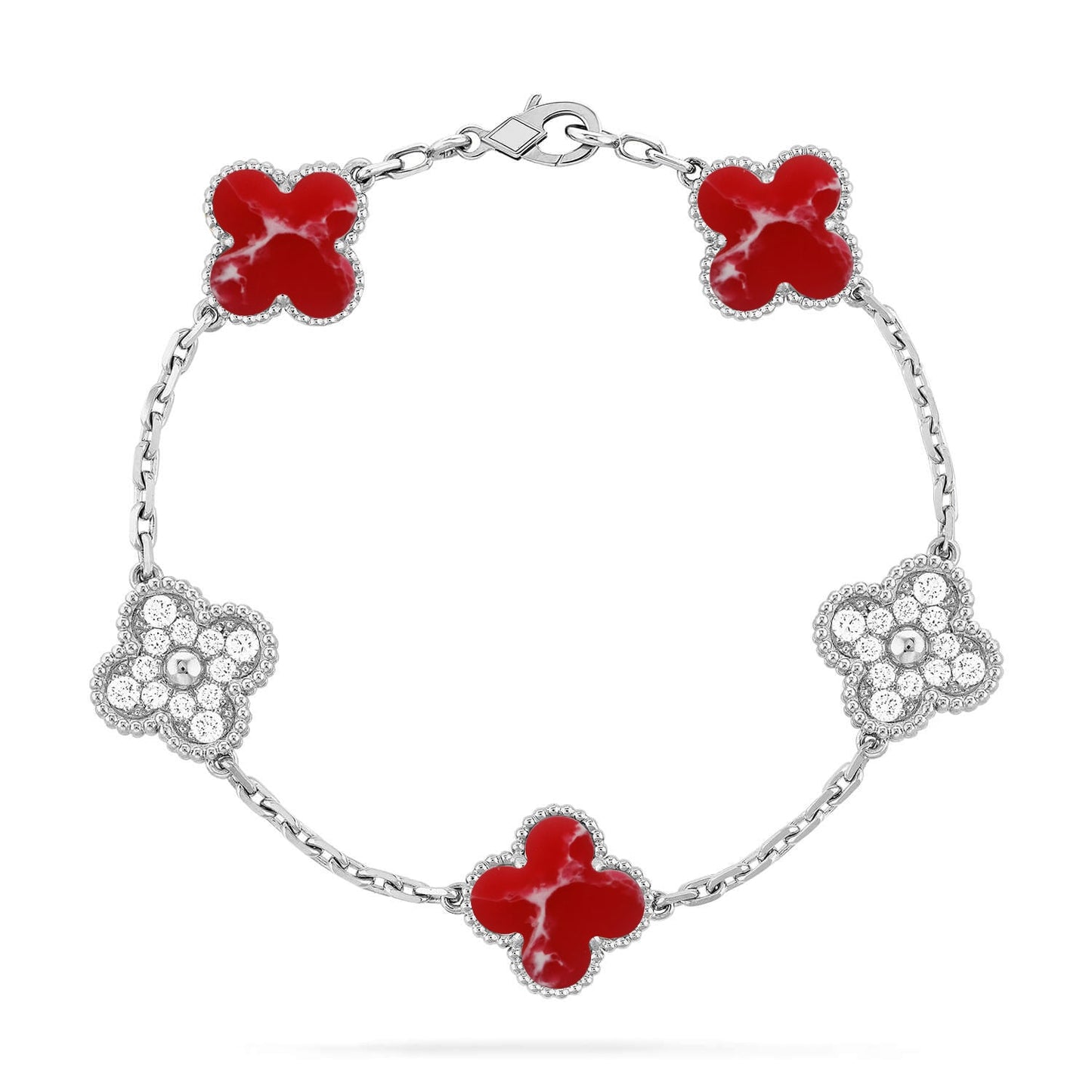 [Novalux]LUCKY CLOVER 5-MOTIF BRACELET - RED LARIMAR COLLECTION