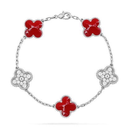 [Novalux]LUCKY CLOVER 5-MOTIF BRACELET - RED LARIMAR COLLECTION