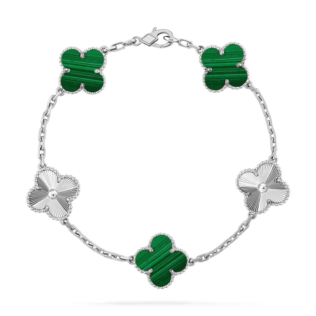 [Novalux]LUCKY CLOVER 5-MOTIF BRACELET - MALACHITE COLLECTION