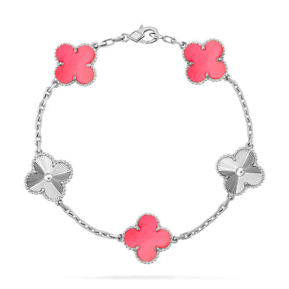 [Novalux]LUCKY CLOVER 5-MOTIF BRACELET - PINK MOTHER-OF-PEARL COLLECTION