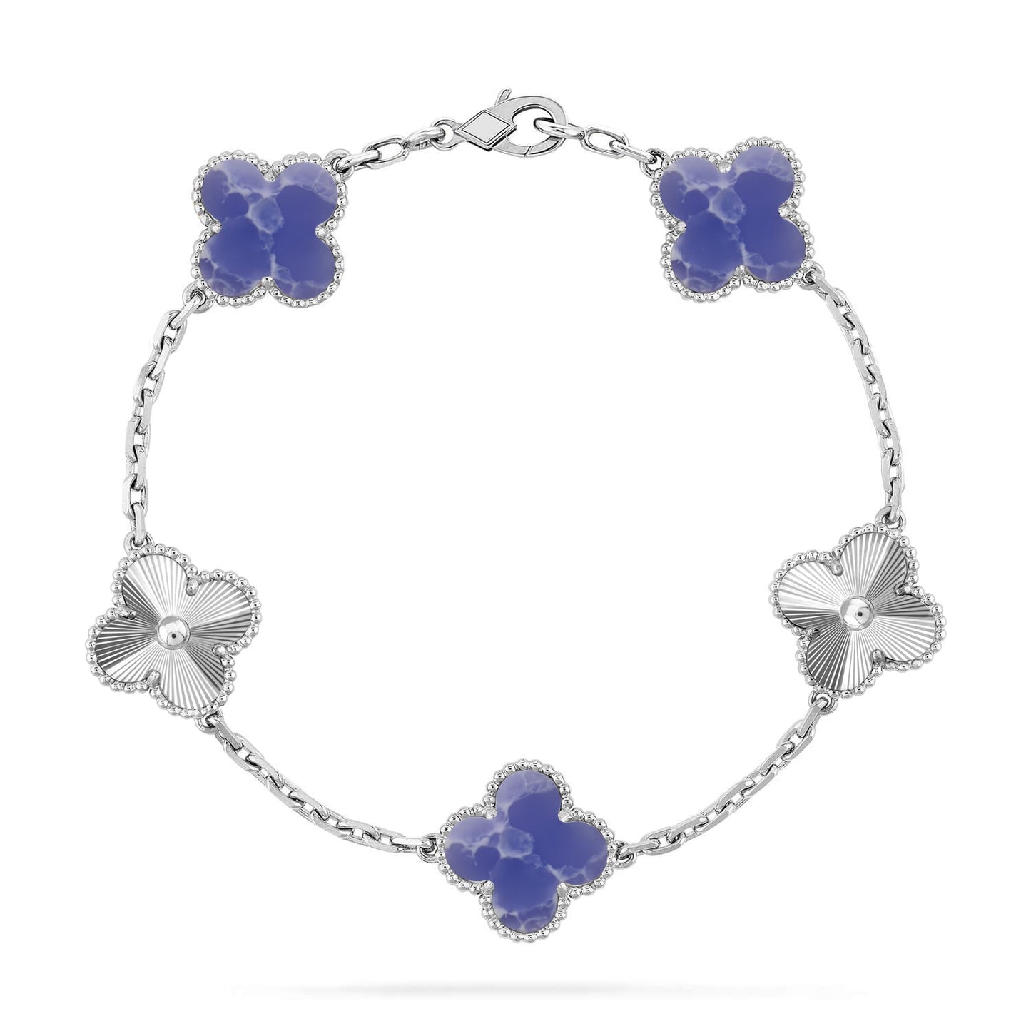 [Novalux]LUCKY CLOVER 5-MOTIF BRACELET - BLUE LARIMAR COLLECTION