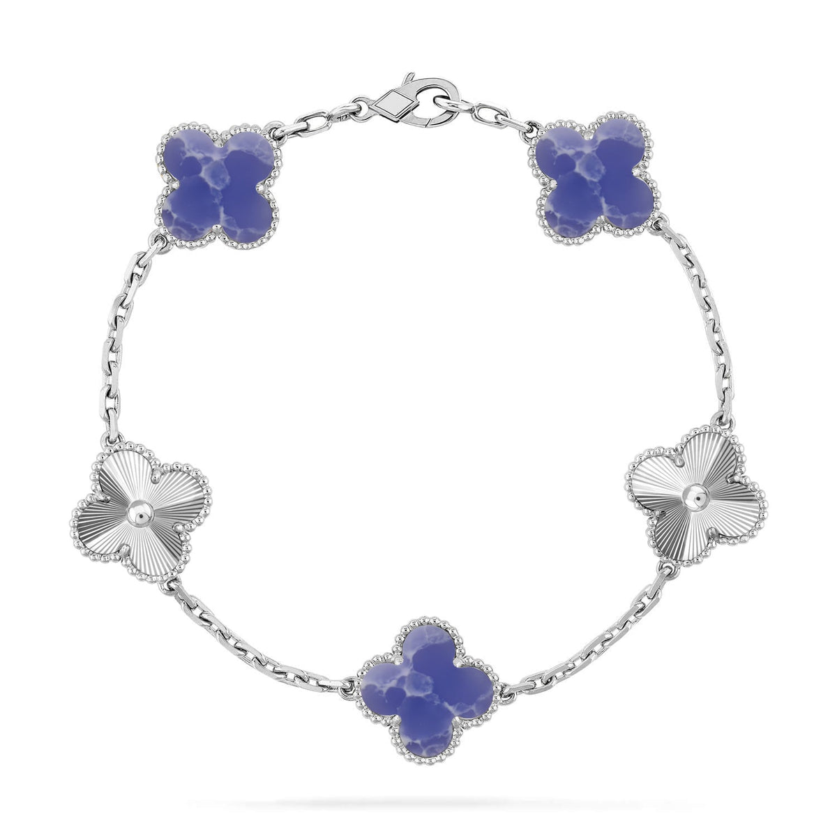 [Novalux]LUCKY CLOVER 5-MOTIF BRACELET - BLUE LARIMAR COLLECTION