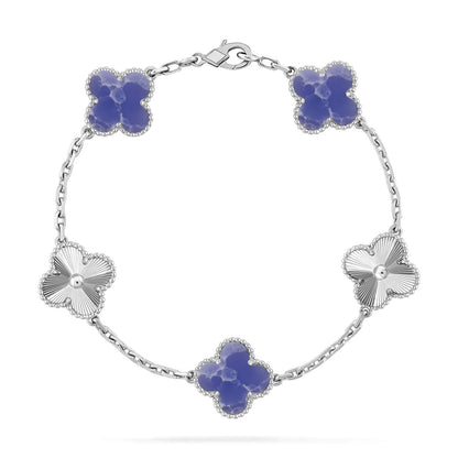 [Novalux]LUCKY CLOVER 5-MOTIF BRACELET - BLUE LARIMAR COLLECTION