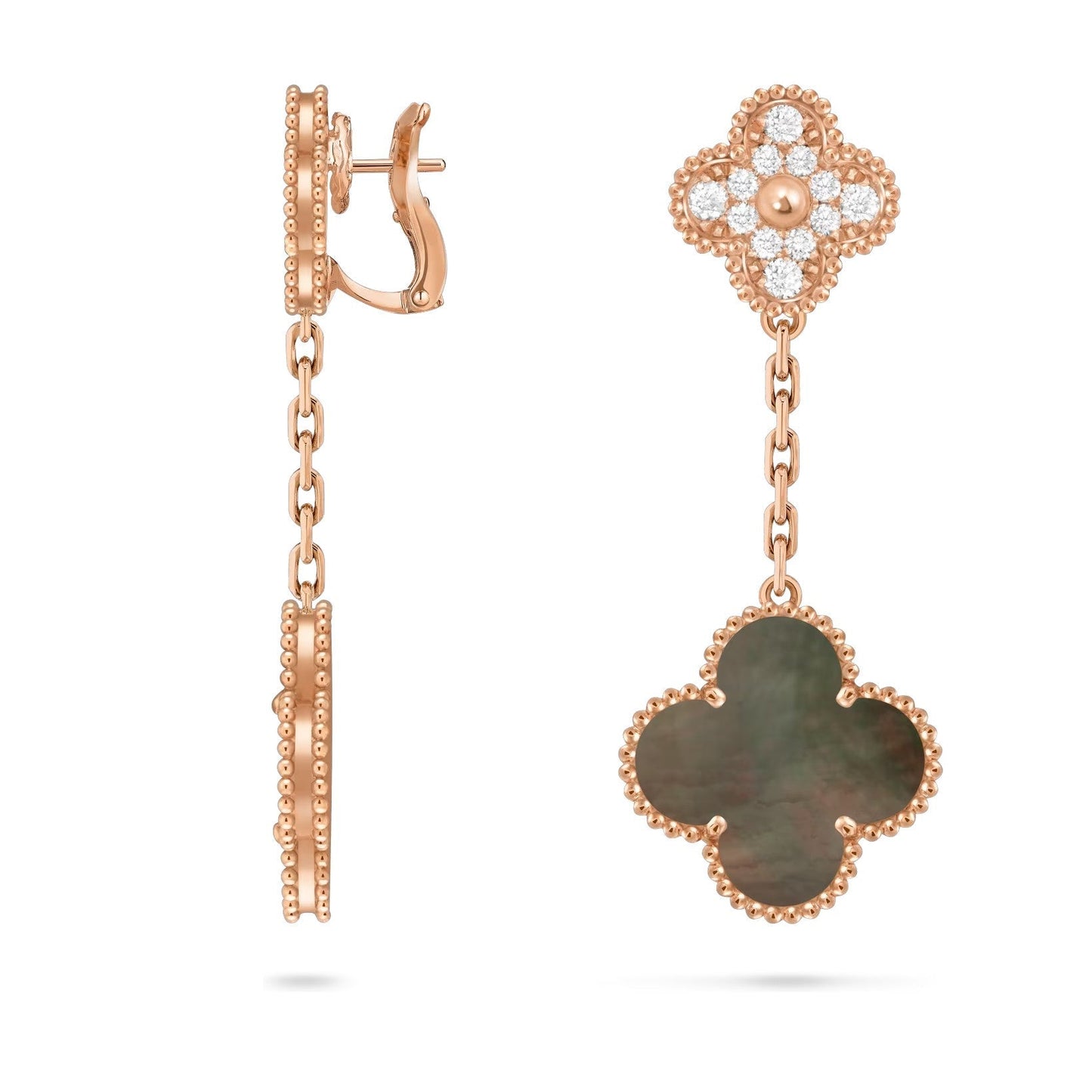[Novalux]CLOVER DUAL-MOTIF STATEMENT STUD EARRINGS - DOUBLE-CHARM COLLECTION