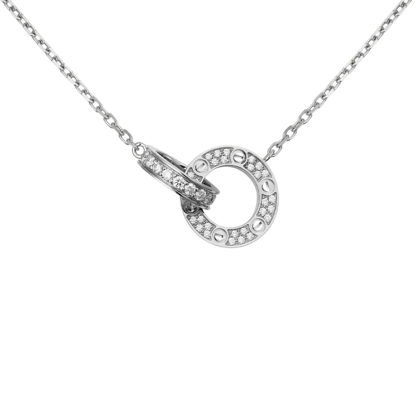 [Novalux]LOVE DOUBLE-RING PENDANT FULL-PAVÉ NECKLACE
