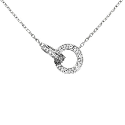 [Novalux]LOVE DOUBLE-RING PENDANT FULL-PAVÉ NECKLACE