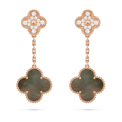 [Novalux]CLOVER DUAL-MOTIF STATEMENT STUD EARRINGS - DOUBLE-CHARM COLLECTION
