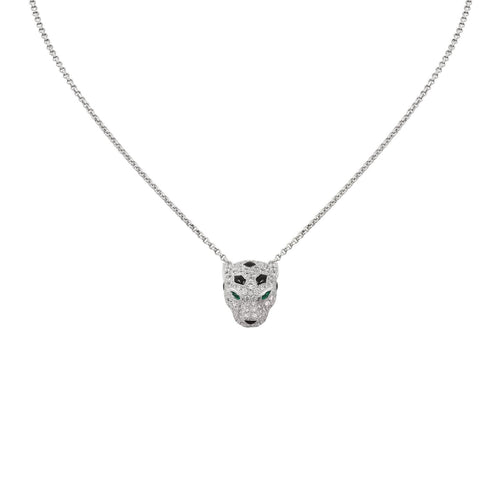 [Novalux]LEOPARD HEAD FULL PAVÉ DIAMOND PENDANT NECKLACE