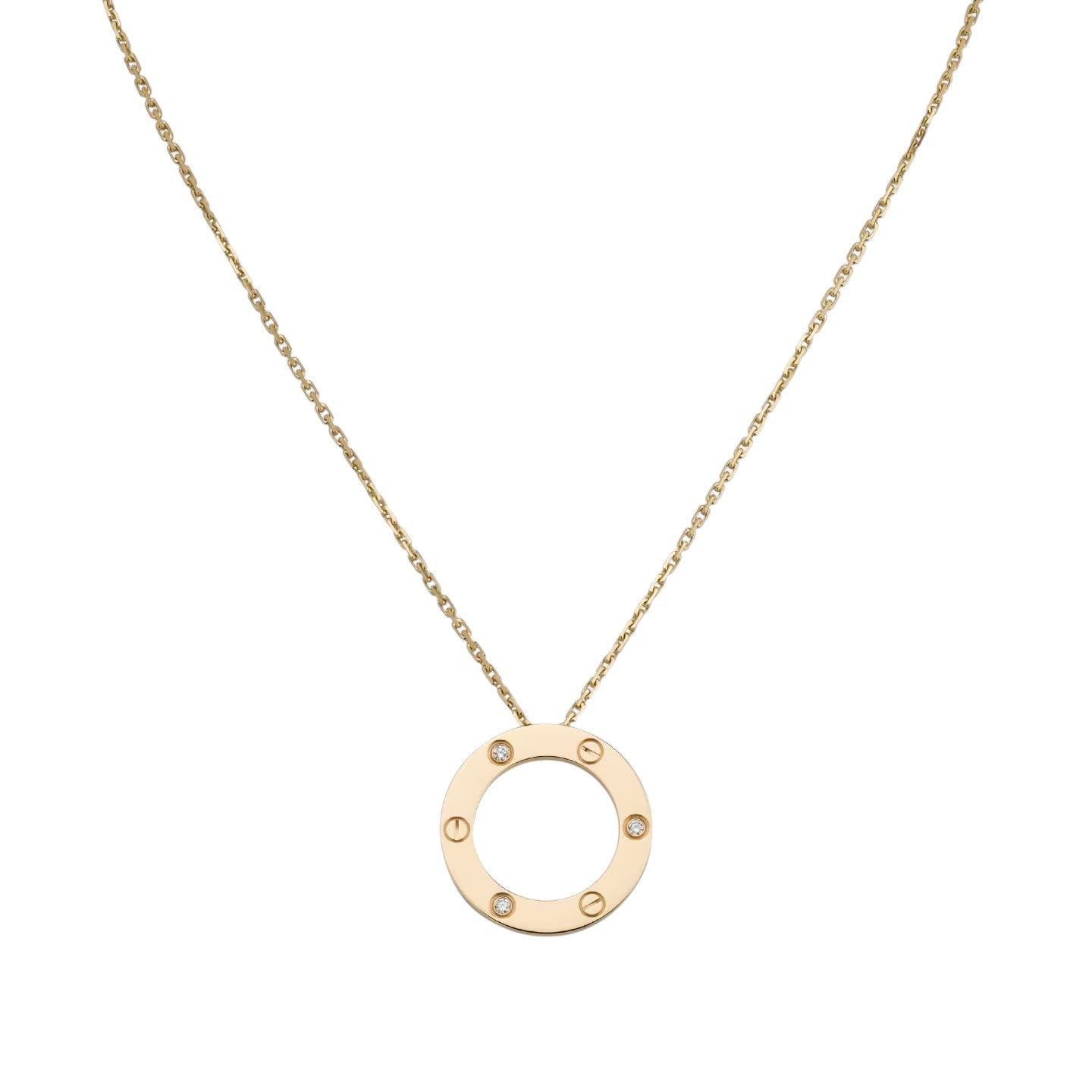 [Novalux]LOVE LARGE CIRCULAR PENDANT 3-DIAMOND NECKLACE