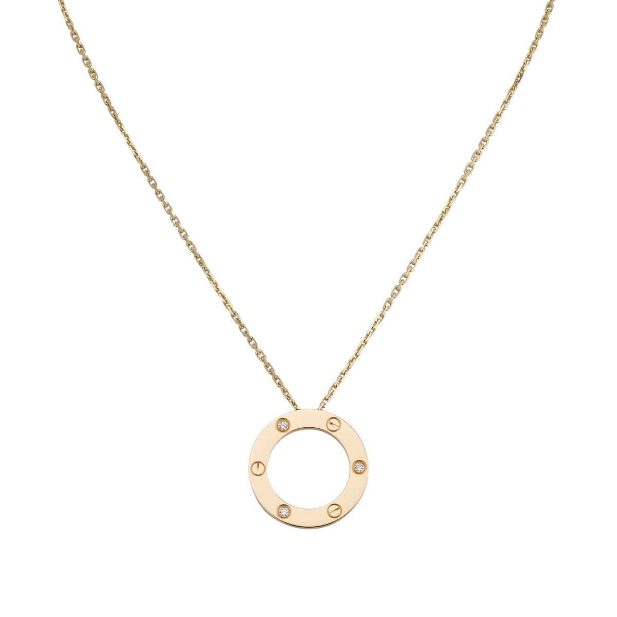 [Novalux]LOVE LARGE CIRCULAR PENDANT 3-DIAMOND NECKLACE