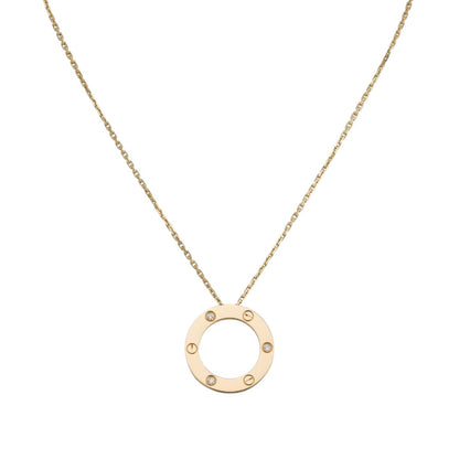 [Novalux]LOVE LARGE CIRCULAR PENDANT 3-DIAMOND NECKLACE