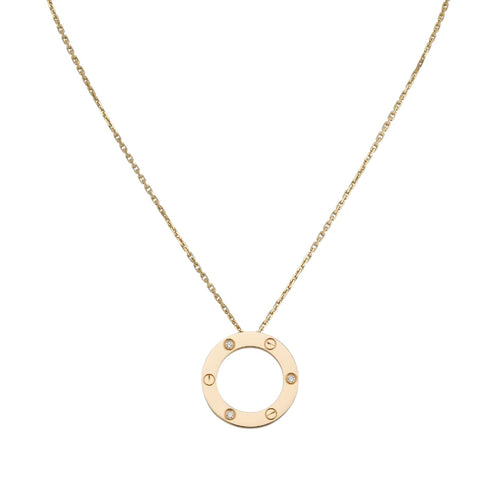 [Novalux]LOVE LARGE CIRCULAR PENDANT 3-DIAMOND NECKLACE