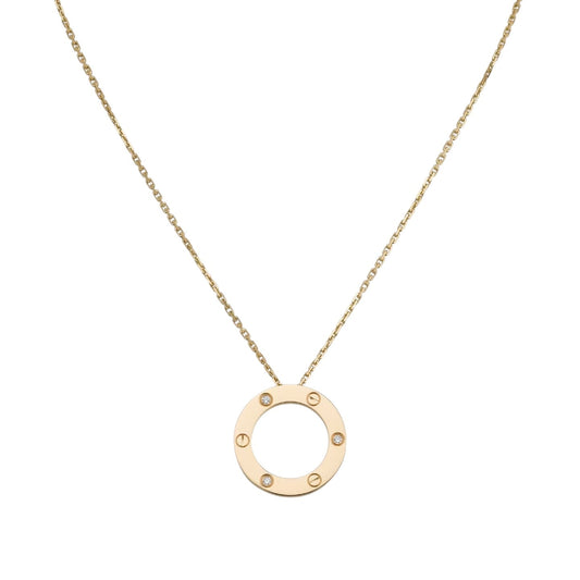 [Novalux]LOVE LARGE CIRCULAR PENDANT 3-DIAMOND NECKLACE