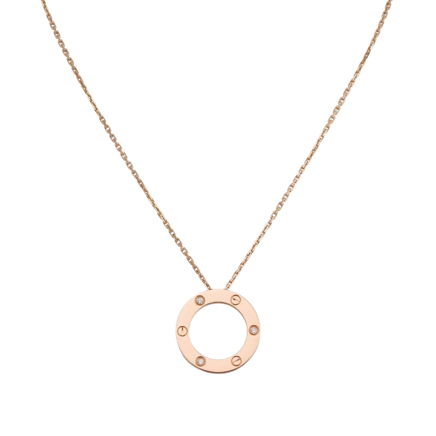 [Novalux]LOVE LARGE CIRCULAR PENDANT 3-DIAMOND NECKLACE