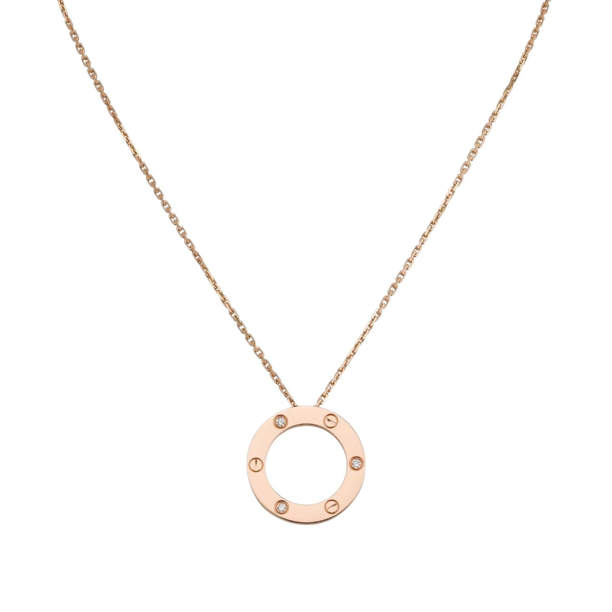 [Novalux]LOVE LARGE CIRCULAR PENDANT 3-DIAMOND NECKLACE